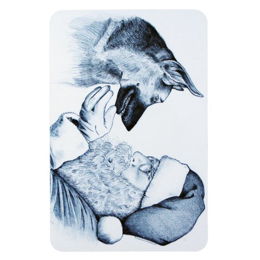 Kerstmis: Shepherd en Santa Claus Magneet (Verticaal)