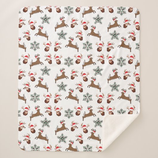 Kerstmis, sherpa deken, vakantie, rendier sherpa deken (Voorkant)