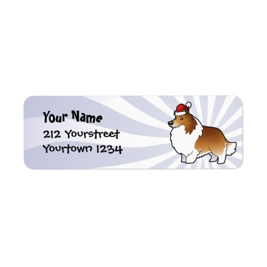 Kerstmis Shetland Sheepdog / Collie Etiket (Voorkant)