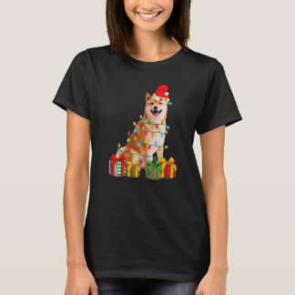 Kerstmis Shiba Inu Hond Kerstlichtjes Puppy T-shirt