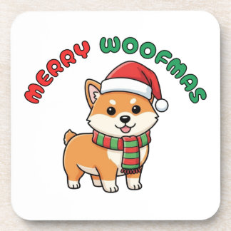 Kerstmis Shiba Inu Onderzetter: Prettig Woefmis Bier Onderzetter