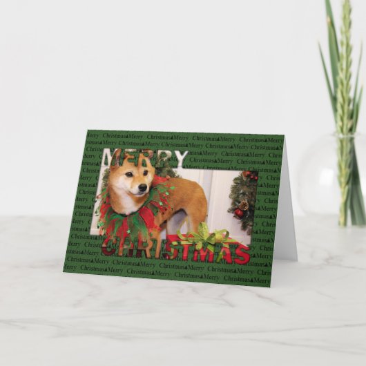 Kerstmis - Shiba Inu Photocard Feestdagen Kaart (Voorkant)
