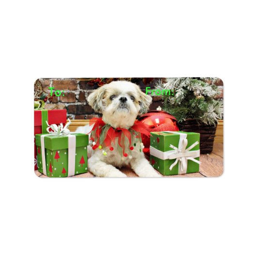 Kerstmis - Shih Tzu - Bailey Etiket (Voorkant)