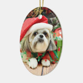 Kerstmis - Shih Tzu - Gizmo Keramisch Ornament (Links)