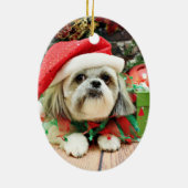 Kerstmis - Shih Tzu - Gizmo Keramisch Ornament (Achterkant)