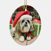 Kerstmis - Shih Tzu - Gizmo Keramisch Ornament (Rechts)