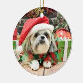 Kerstmis - Shih Tzu - Gizmo Keramisch Ornament (Links)