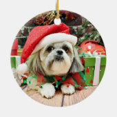 Kerstmis - Shih Tzu - Gizmo Keramisch Ornament (Achterkant)