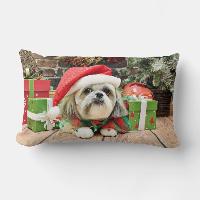 Kerstmis - Shih Tzu - Gizmo Kussen (Voorkant)