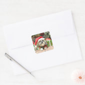 Kerstmis - Shih Tzu - Gizmo Vierkante Sticker (Envelop)