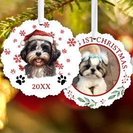 Kerstmis Shih Tzu hond gepersonaliseerd Ornament Kaart