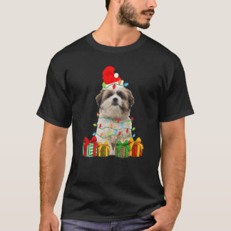 Kerstmis Shih Tzu Hond Kerstverlichting Pup T-shirt