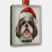 KERSTMIS SHIH TZU HOND MET KERSTMUTS METALEN ORNAMENT (Rechts)