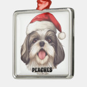 KERSTMIS SHIH TZU HOND MET KERSTMUTS METALEN ORNAMENT (Links)
