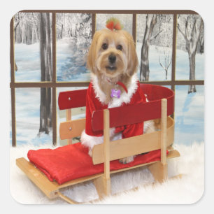 Kerstmis Shih-Tzu Hond Vierkante Sticker