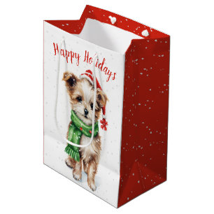 Kerstmis Shih Tzu in Sneeuwvlokken Medium Cadeauzakje