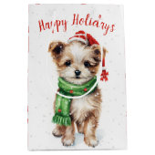 Kerstmis Shih Tzu in Sneeuwvlokken Medium Cadeauzakje (Voorkant)