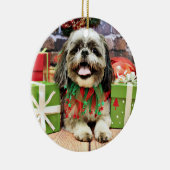 Kerstmis - Shih Tzu - Jake Keramisch Ornament (Rechts)