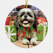 Kerstmis - Shih Tzu - Jake Keramisch Ornament (Voorkant)