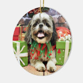 Kerstmis - Shih Tzu - Jake Keramisch Ornament (Links)