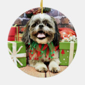 Kerstmis - Shih Tzu - Jake Keramisch Ornament (Achterkant)