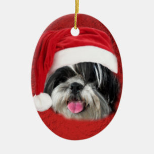 Kerstmis Shih Tzu Keramisch Ornament