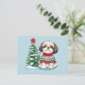 Kerstmis Shih Tzu Kerstman Hond Briefkaart (Staand voorkant)