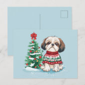 Kerstmis Shih Tzu Kerstman Hond Briefkaart (Voorkant / Achterkant)