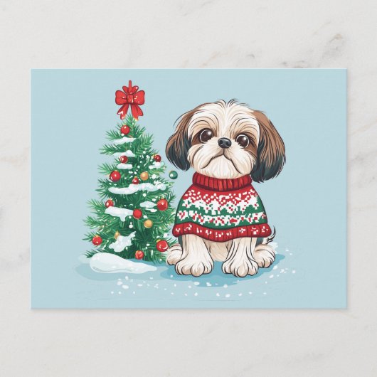 Kerstmis Shih Tzu Kerstman Hond Briefkaart (Voorkant)