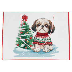Kerstmis Shih Tzu Kerstman Hond Groot Cadeauzakje