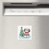 Kerstmis Shih Tzu Kerstman Hond Magneet (Insitu (Vaatwasser))