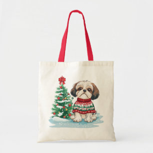 Kerstmis Shih Tzu Kerstman Hond Tote Bag