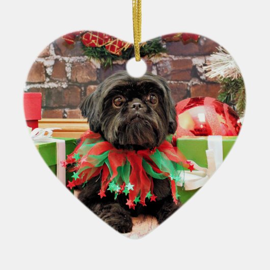 Kerstmis - Shih Tzu - Lily Keramisch Ornament (Voorkant)