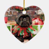 Kerstmis - Shih Tzu - Lily Keramisch Ornament (Achterkant)