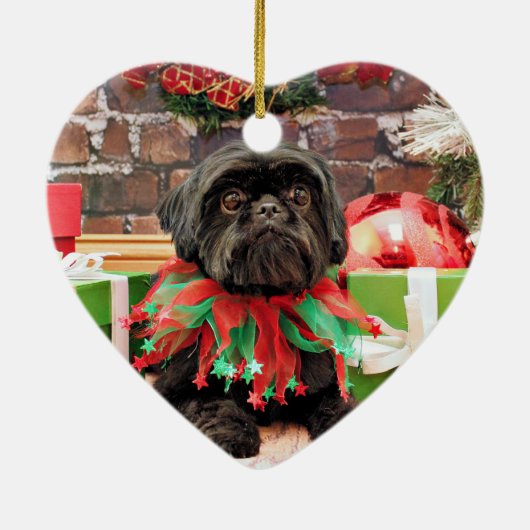 Kerstmis - Shih Tzu - Lily Keramisch Ornament (Achterkant)