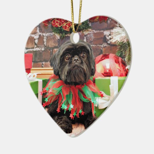 Kerstmis - Shih Tzu - Lily Keramisch Ornament (Links)