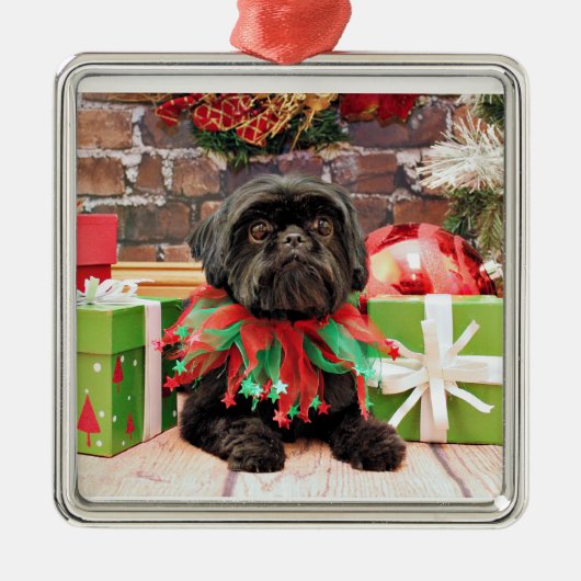 Kerstmis - Shih Tzu - Lily Metalen Ornament (Voorkant)