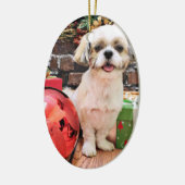 Kerstmis - Shih Tzu - Marley Keramisch Ornament (Links)