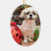 Kerstmis - Shih Tzu - Marley Keramisch Ornament (Achterkant)