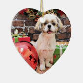 Kerstmis - Shih Tzu - Marley Keramisch Ornament (Rechts)