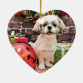 Kerstmis - Shih Tzu - Marley Keramisch Ornament (Achterkant)