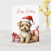 Kerstmis Shih-Tzu met vakantiegiften Kaart (Gele Bloem)