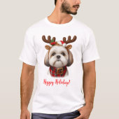Kerstmis Shih Tzu rendieren T-shirt (Voorkant)