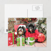 Kerstmis - Shih Tzu - Riley en Ruches Feestdagenkaart (Voorkant / Achterkant)