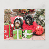 Kerstmis - Shih Tzu - Riley en Ruches Feestdagenkaart (Voorkant)