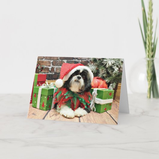Kerstmis - Shih Tzu - Riley Feestdagen Kaart (Voorkant)