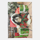 Kerstmis - Shih Tzu - Riley Theedoek (Verticaal)