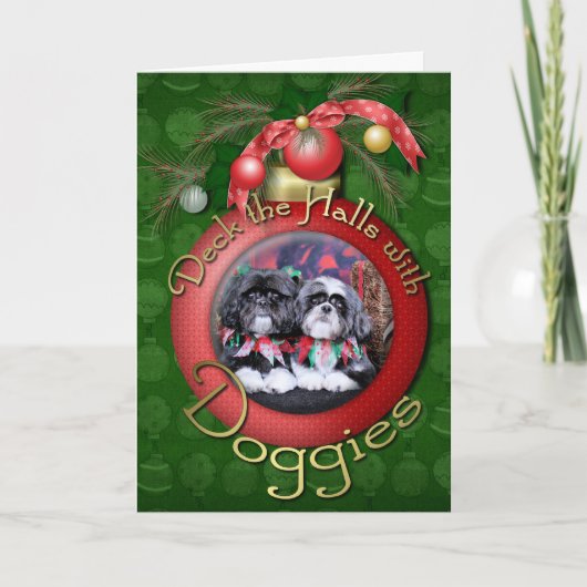 Kerstmis - Shih Tzu - Ruches en Riley Feestdagen Kaart (Voorkant)
