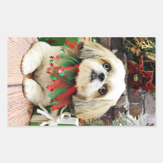 Kerstmis - Shih Tzu - Sophie Rechthoekige Sticker (Voorkant)