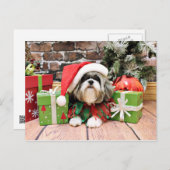 Kerstmis - Shih Tzu - Vince Feestdagenkaart (Voorkant / Achterkant)